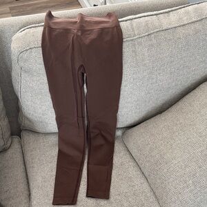 Women's Brown Textured Leggings